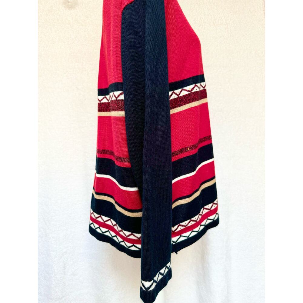 Vintage 90's Erin London Acrylic Red & Black Button Up Cardigan Sweater 1X XL - Picture 6 of 9